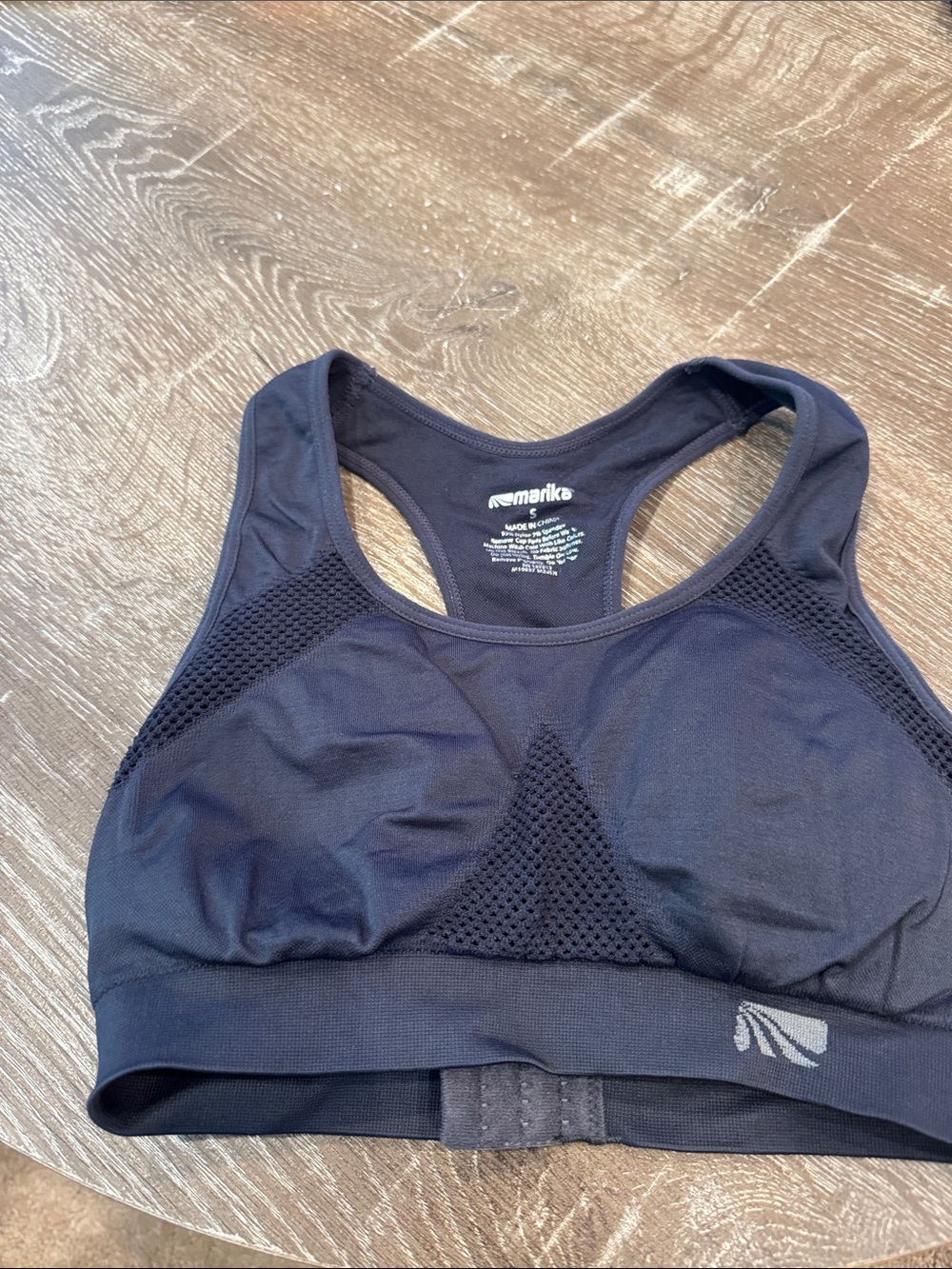 Marika Black Racerback Mesh-Panel Sports Bra